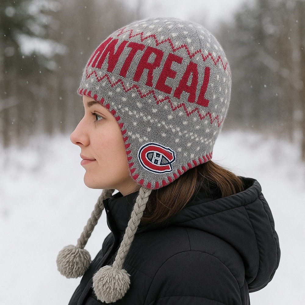 Montréal Canadiens NHL Grey Knit Toque Winter Trapper Hat